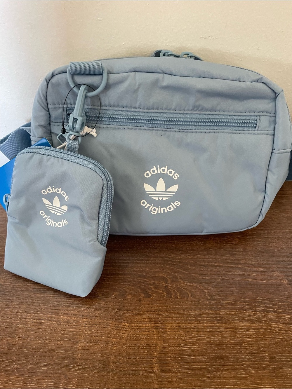 adidas Originals Light Blue Crossbody Bag with Detachable Pouch